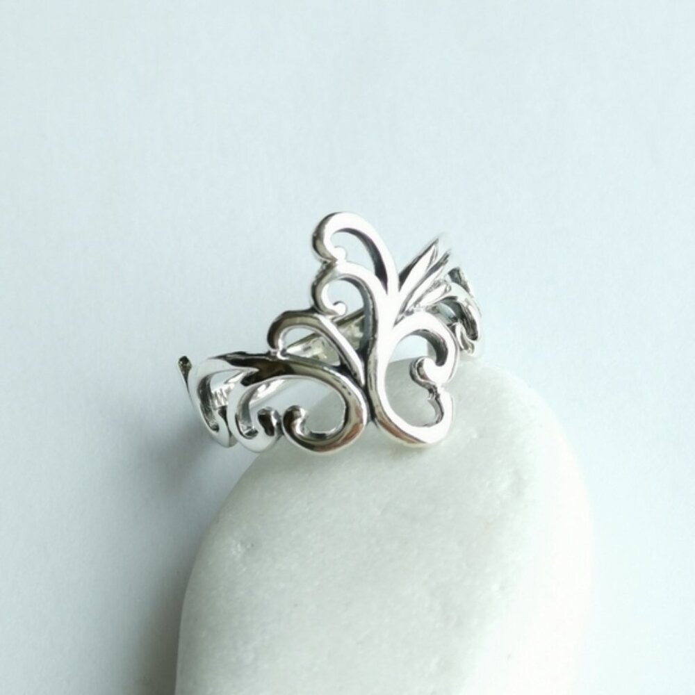 Sterling silver filigree swirl band sz 7 Renaissance revival